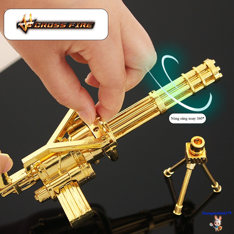 Mô hình Đột Kích Gatling Gold 6 nòng vàng Crossfire kim loại 18cm