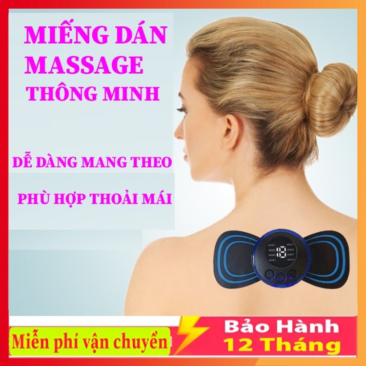 Miếng dán massage xung điện cổ vai gáy, bắp tay, lưng , pin sạc - Máy massage mini toàn thân