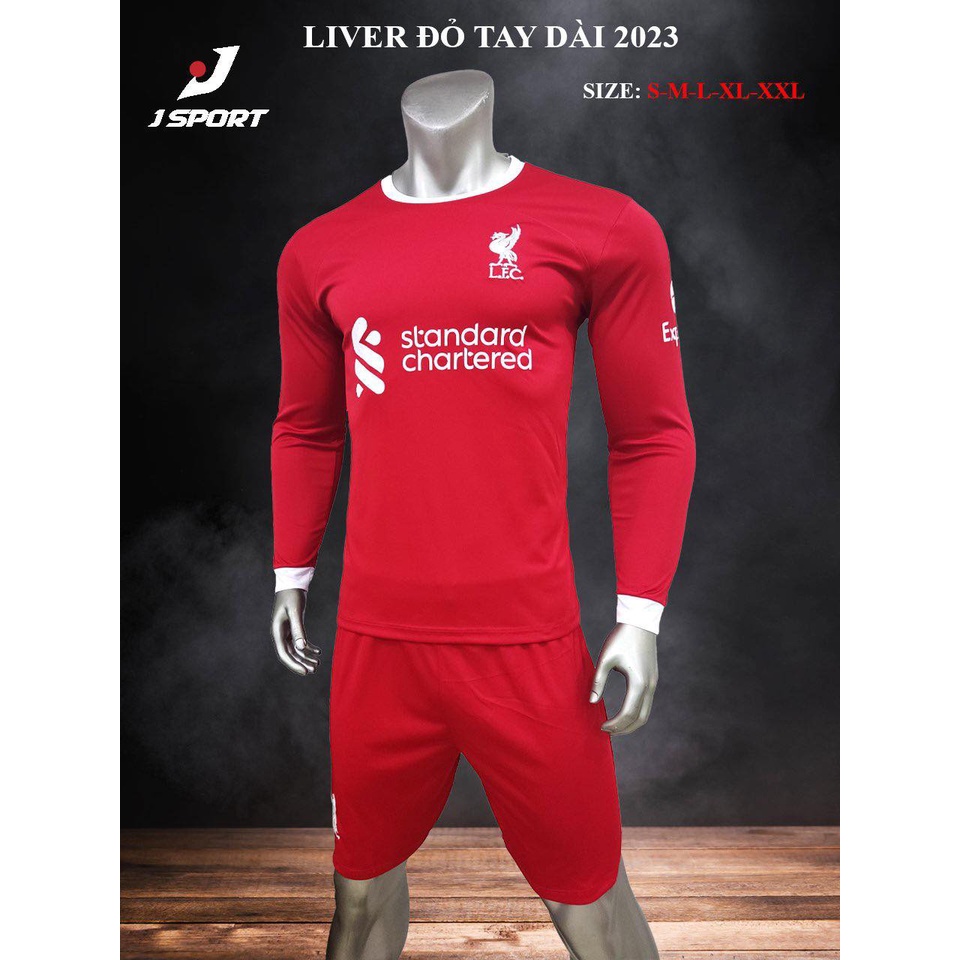 Áo đá bóng, đồ đá banh, áo mẫu CLB Liverpool đỏ tay dài mới nhất 2023 - Chất thun lạnh cao cấp, bền, thoáng
