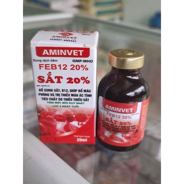 Lọ 20ml, 100ml Sắt B12 20% Aminvet