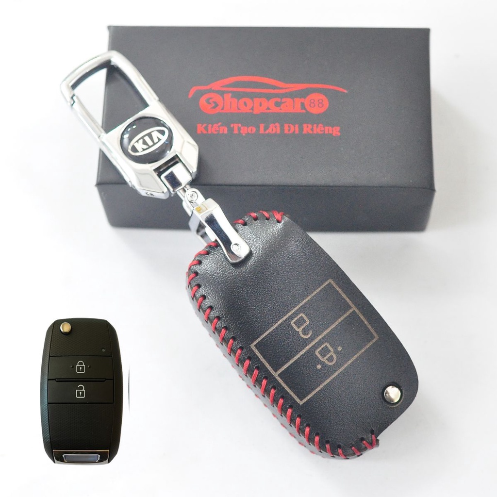 Bao da chìa khoá xe KIA Morning, Picanto 2012-2020. Chìa gập 2 nút mẫu chuẩn như hình. Da bò nhiều màu sắc.
