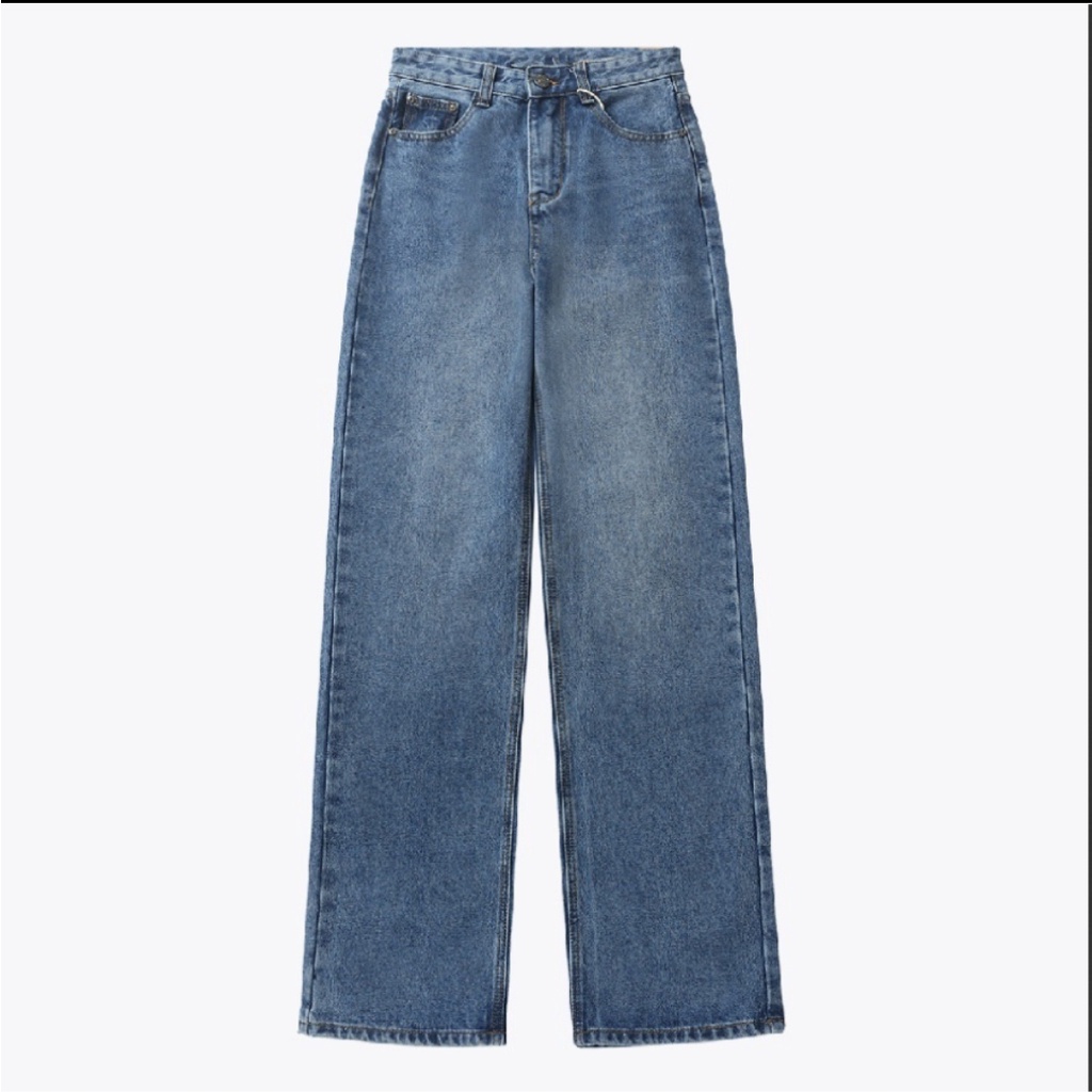 Quần Jean Nữ Màu Xanh Retro Ống Rộng Lưng Cao Uzllang Mặc Lên Cực Tôn Dáng Siêu Hot - 552