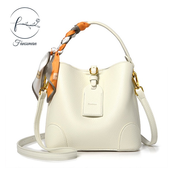 Túi xách nữ FANSIMAN chính hãng kèm dây lụa, kiểu túi messenger cầm tay, đeo vai da sang trọng FSH106