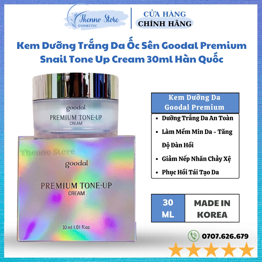 Kem Dưỡng Trắng Da Ốc Sên Goodal Premium Snail Tone Up Cream 30ml Hàn Quốc