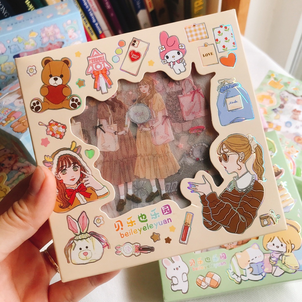 Hộp 8 sticker cute, hình dán dễ thương cho bé