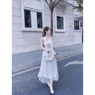 SET ÁO 2S TAFTA CHÂN VÁY MIDI DẬP LY