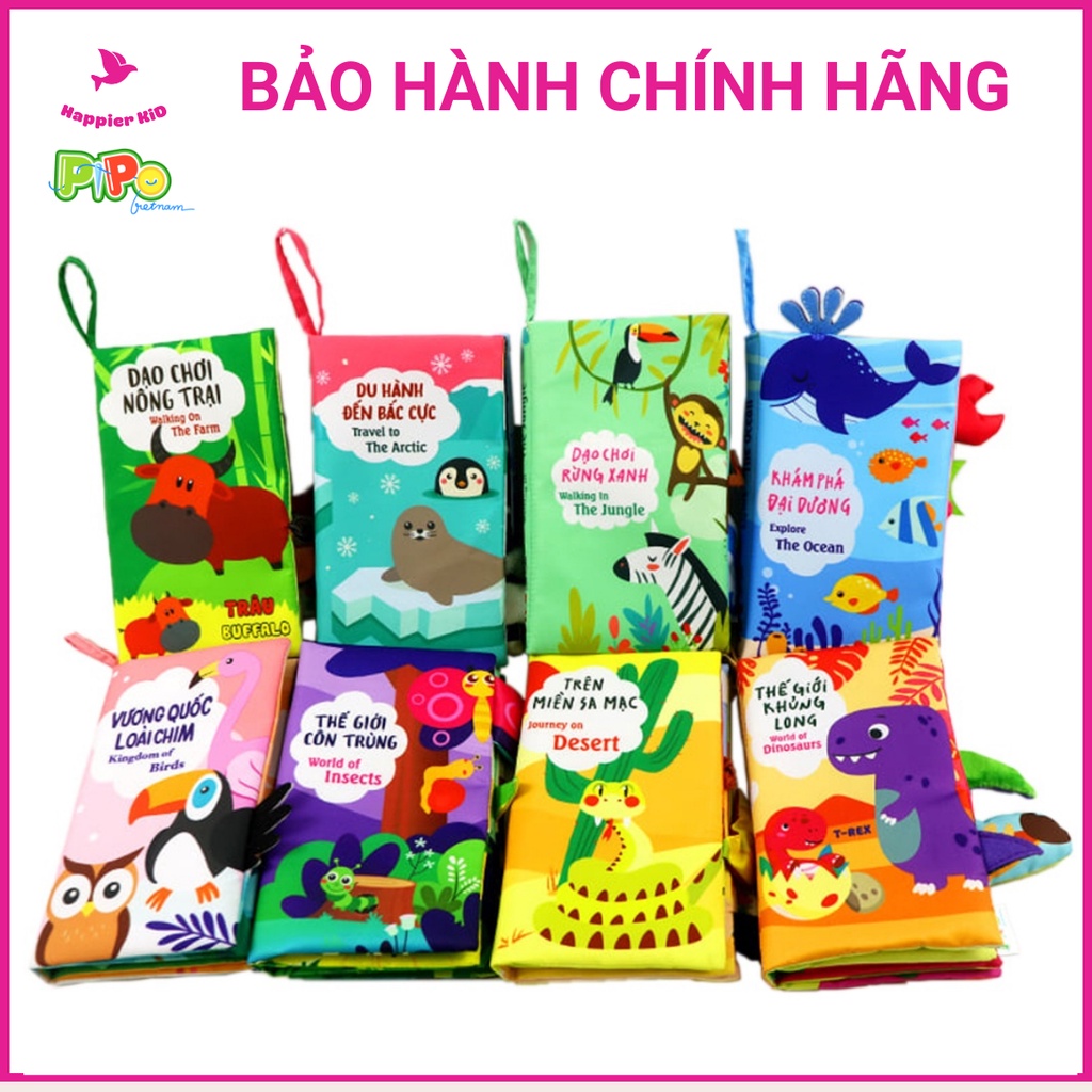 Sách vải đoán đuôi PiPoVietnam nhận biết các loài động vật, giúp bé phát triển đa giác quan