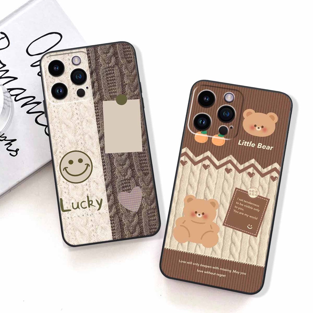 Ốp lưng TPU Viền vuông Iphone 11 / 11 Pro / 11 Pro Max / SE in hình họa tiết len Lucky Bunny,Bear,Smile