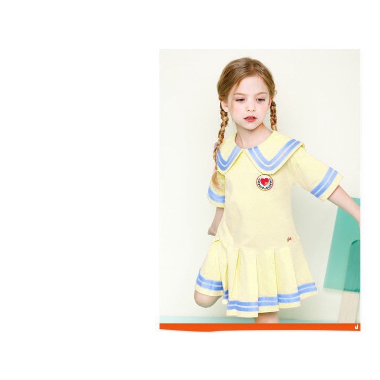 Váy cotton xuất Hàn dáng thuỷ thủ cho Bé