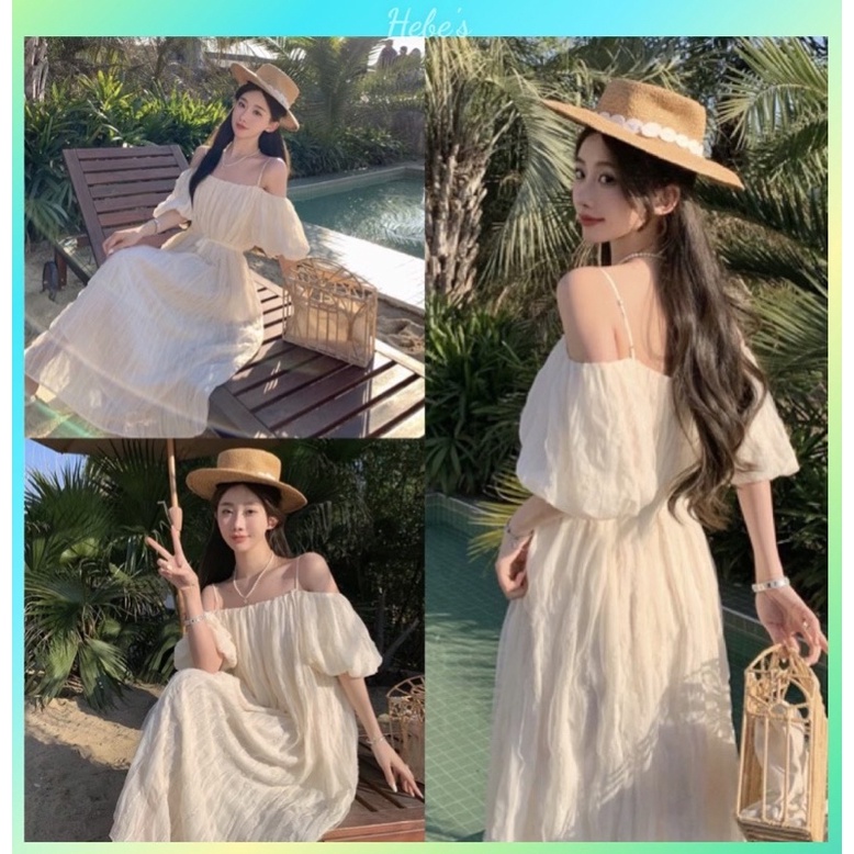 Đầm maxi trễ vai dáng suông thời trang nữ hebe's S14