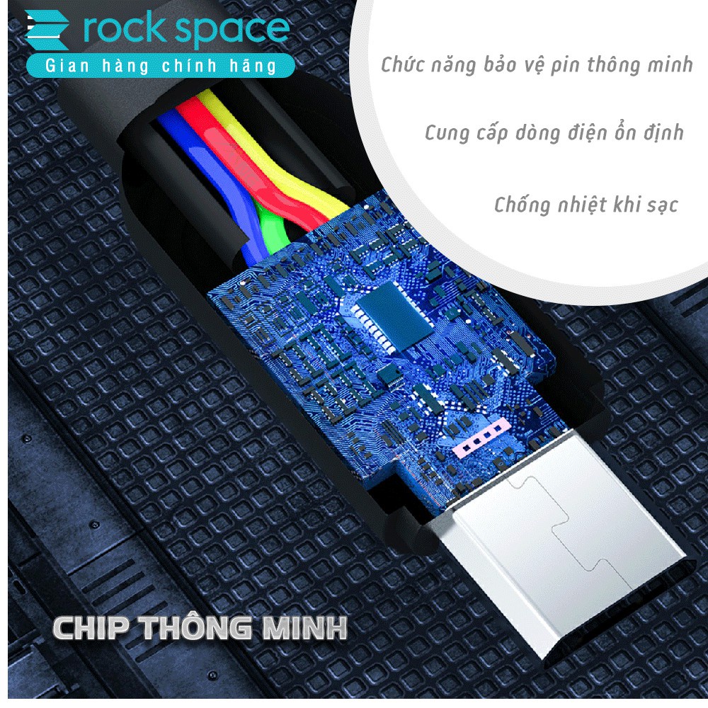 Dây cáp sạc Rockspace S5 sạc nhanh không nóng máy bảo hành 12 tháng lỗi 1 đổi 1