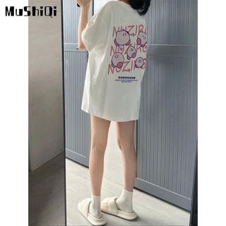 Áo Thun Nữ Ngắn Tay Cổ Tròn Dáng Rộng In Họa Tiết Thời Trang Hàn Quốc Mới