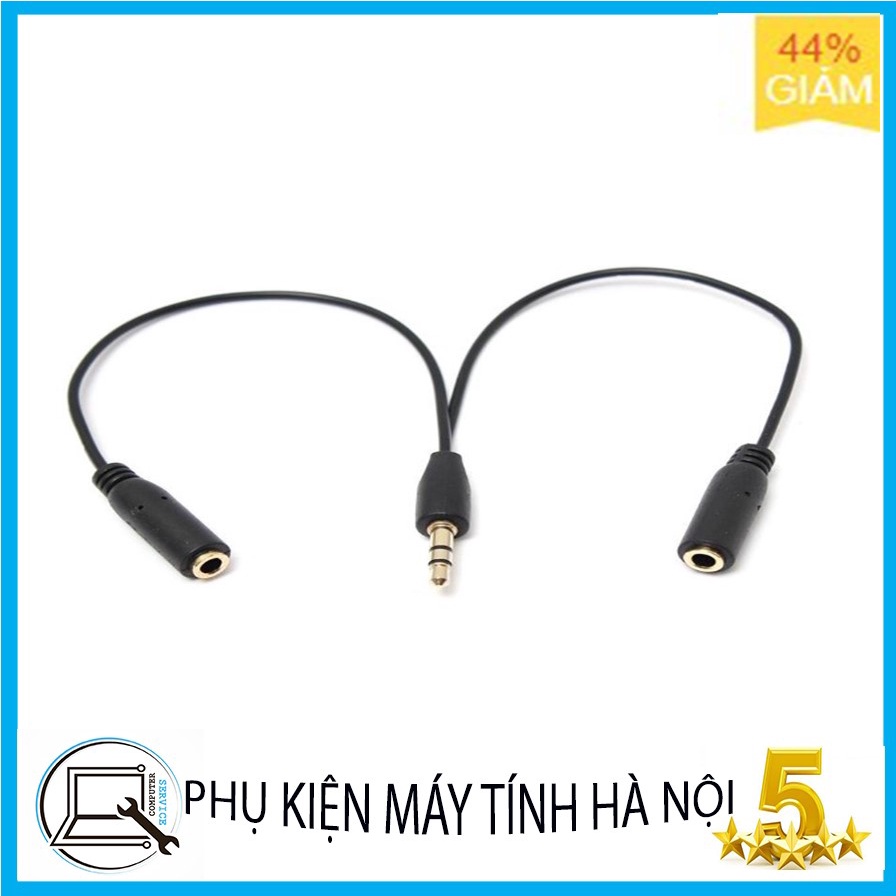 Dây chia jack loa chuẩn 3.5 từ 1 ra 2 (Đen)
