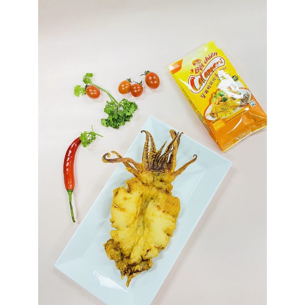 Bột chiên hải sản Tempura Nguyên liệu nhập khẩu Hàn Quốc - Calamari Orange Chef túi 300g
