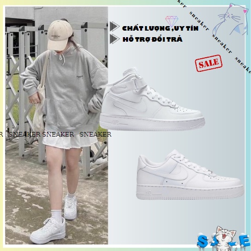 Giày sneaker A.F1 trắng cao và thấp thịnh hành 2023, Giày thể thao A.f1 bản chuẩn dành cho nam nữ full phụ kiện