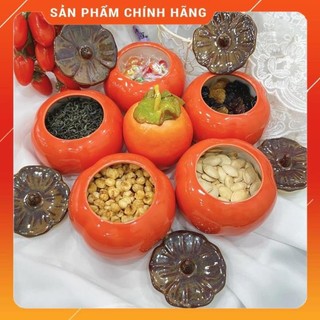 Siêu Sale - Hũ đựng trà hộp trà bằng gốm hình quả hồng cỡ lớn 200ml chống ẩm tốt