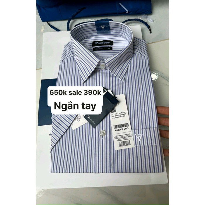 Áo sơ mi việt tiến ngắn tay giá mác 650k sale 390k