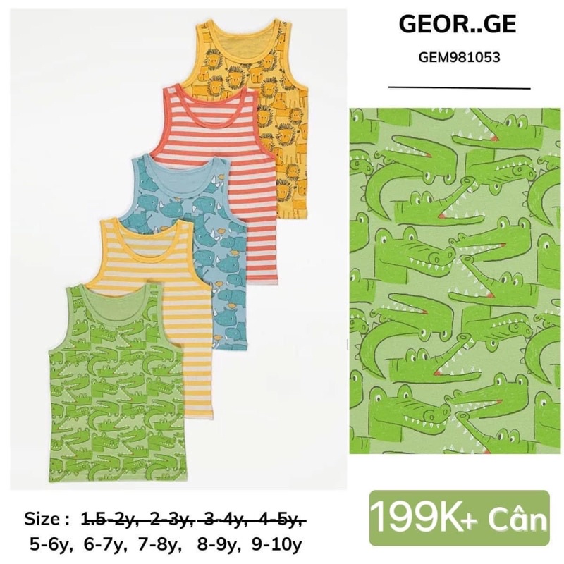 [auth] Set 5 áo ba lỗ bé trai George Uk