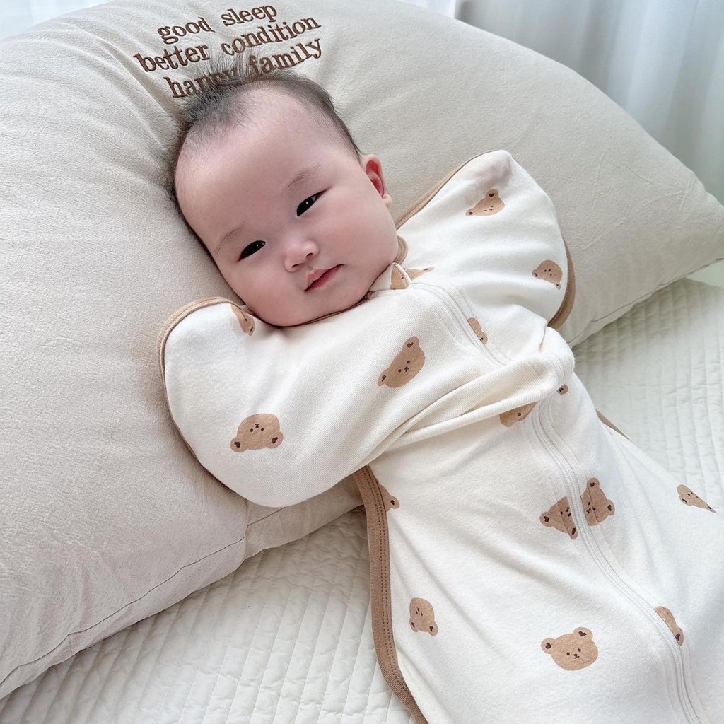 Nhộng chũn cho bé sơ sinh ngủ ngon, giảm giật mình Bunny vải cotton Hàn Quốc cao cấp