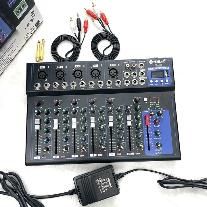 Bàn trộn âm thanh Mixer F7 yamaha có Bluetooth, Ghép dàn karaoke,Hát Linestream,Loa kéo chỉnh nhạc hoàn hảo