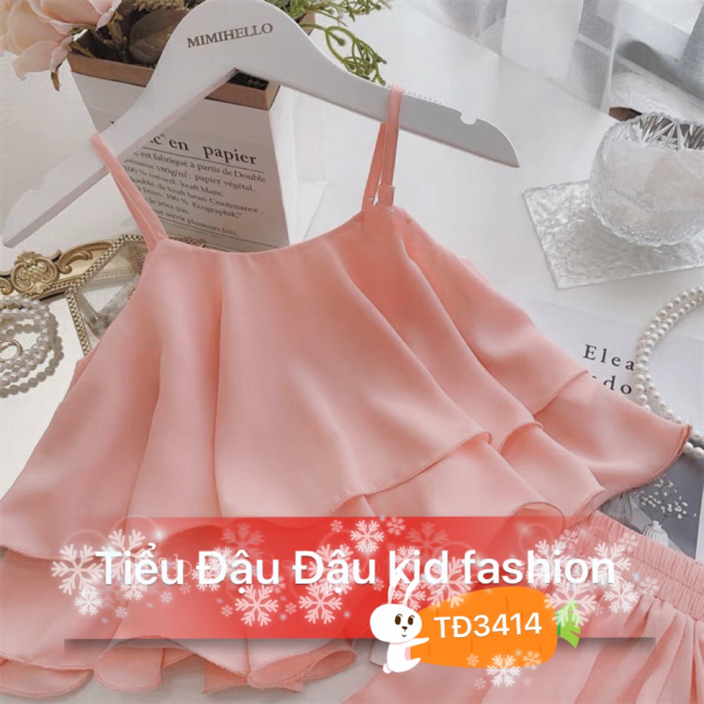 Váy 2 dây bánh bèo sexy thoáng mát cho bé, chất liệu vải lụa mango mặc nhẹ đủ size cho bé từ 10-24kg