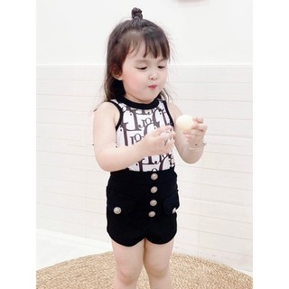 Set Áo Thun Quần Đen Siêu Cưng Bé Gái
