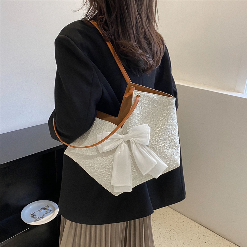 SpringF'lower Túi tote M ShapeOpen Dung lượng lớn Thanh lịch Phong cách Ngọt ngào đeo vai PU xách