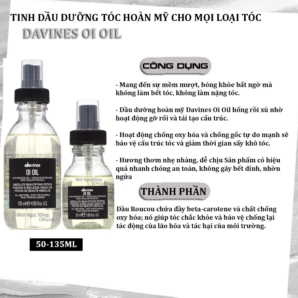 Tinh dầu dưỡng tóc hoàn mỹ Davines Oi Oil 50ML - 135ML