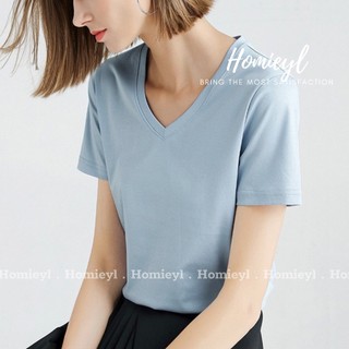 Áo thun basic trơn trắng nữ basic Homieyl, áo phông cotton co giãn đẹp H205