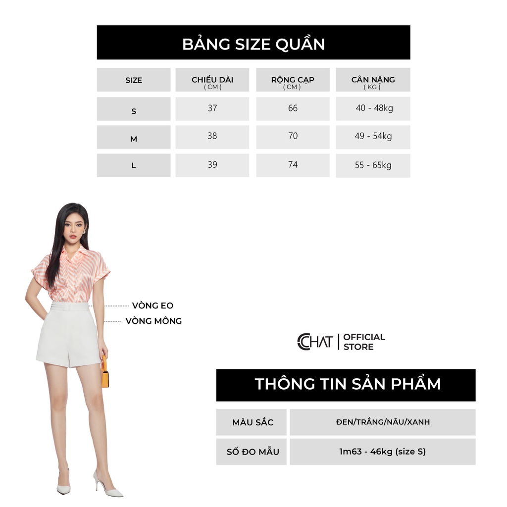 Quần Đùi Nữ 𝐂𝐂𝐇𝐀𝐓 Cạp 2 Ly Lệch Thân Trước Chất Liệu Tuytsi Cao Cấp 13ONS2017AT