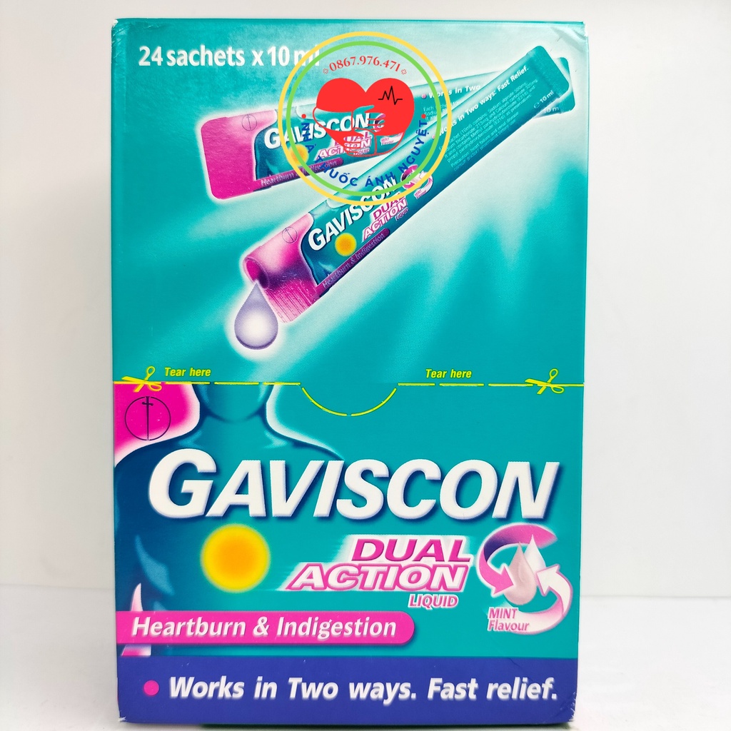 Gói dạ dày Gaviscon - Giảm nhanh ợ nóng và khó tiêu hộp 24 gói