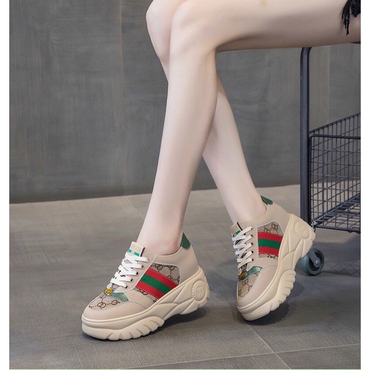 H Giày Thể Thao Nữ Đế 7p Xanh Lá Da Mềm Êm Fullbox Bill Túi Hãng Cao Cấp