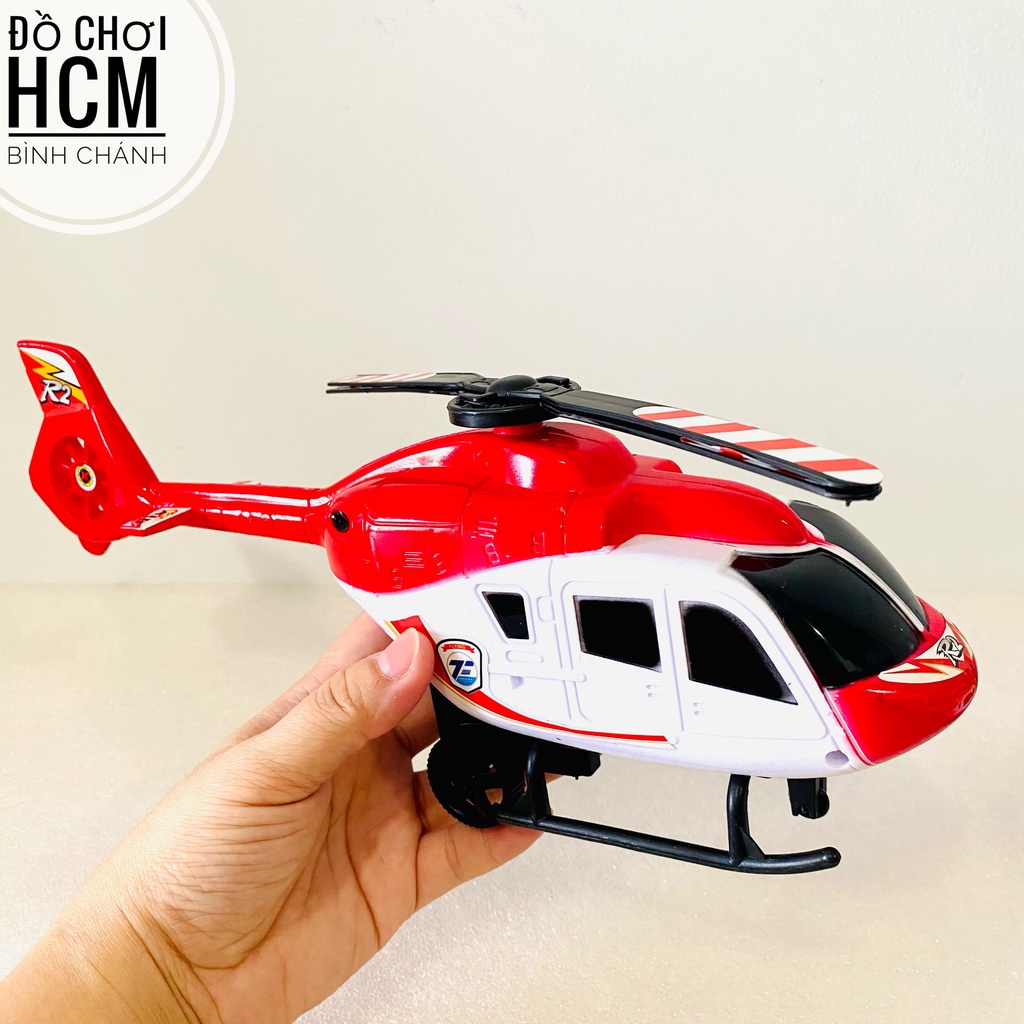 Đồ chơi trẻ em máy bay trực thăng helicopter đà đẩy dành cho bé thích mô hình xe bánh trớn JF369-1