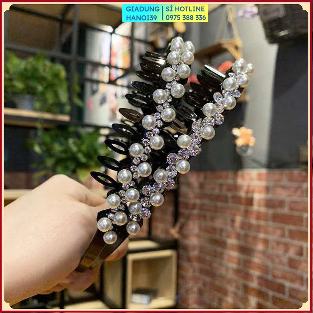 Băng Đô Bờm Cài Tóc Đính Đá Hạt Ngọc trai phong cách tiểu thư Hàn Quốc - #bomtoc