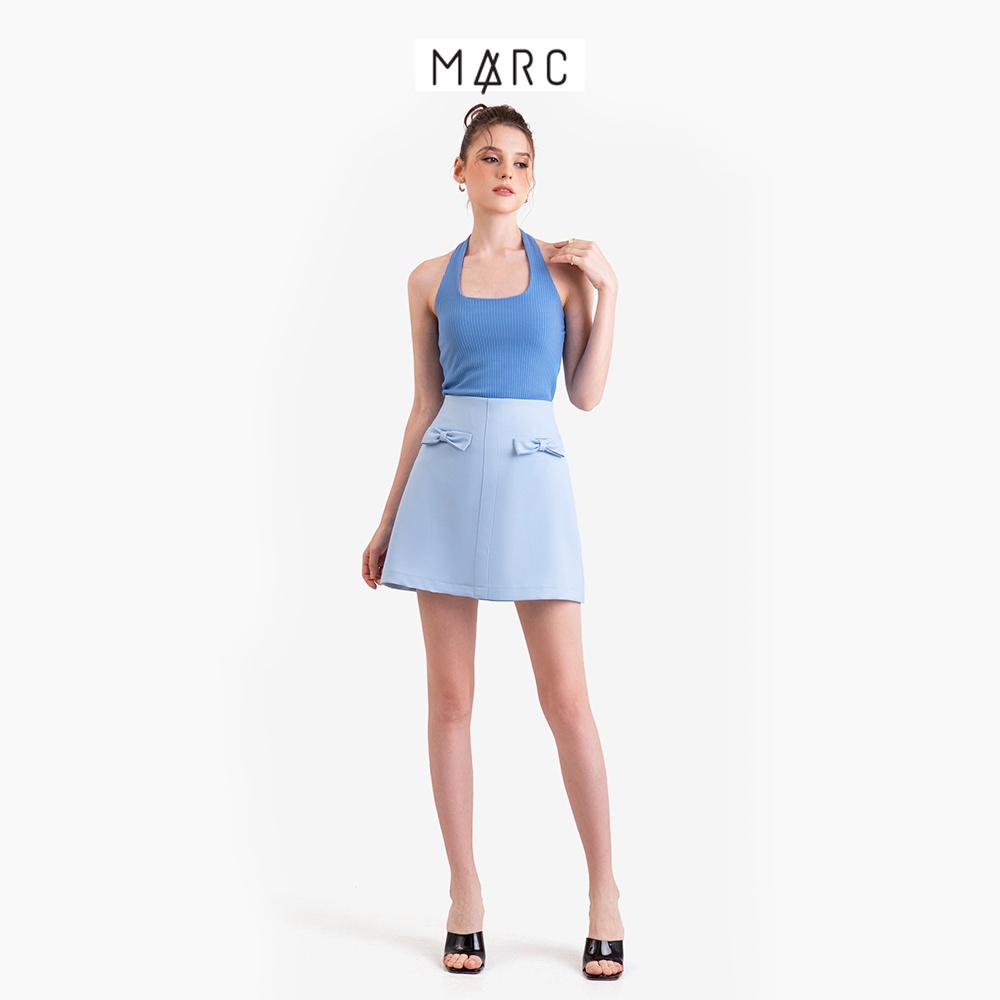 Váy nữ MARC FASHION mini form A 2 túi trước đính nơ CBST022423