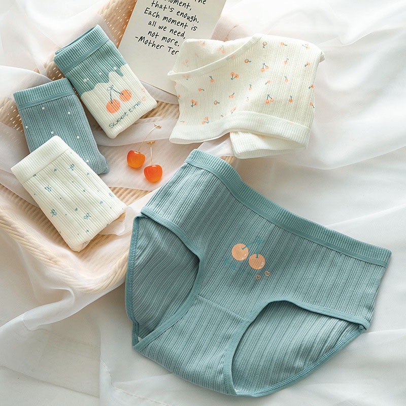 COMBO 10 Quần lót nữ cotton tăm tre 4D họa tiết cherry dễ thương - Quần lót nữ kháng khuẩn siêu xinh - QLN111