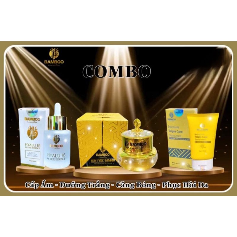 Combo kem face, serum, kem chống nắng Bamboo