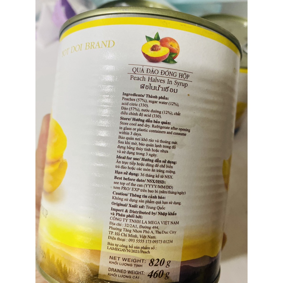 Đào ngâm BODDOB Thái Lan 820g