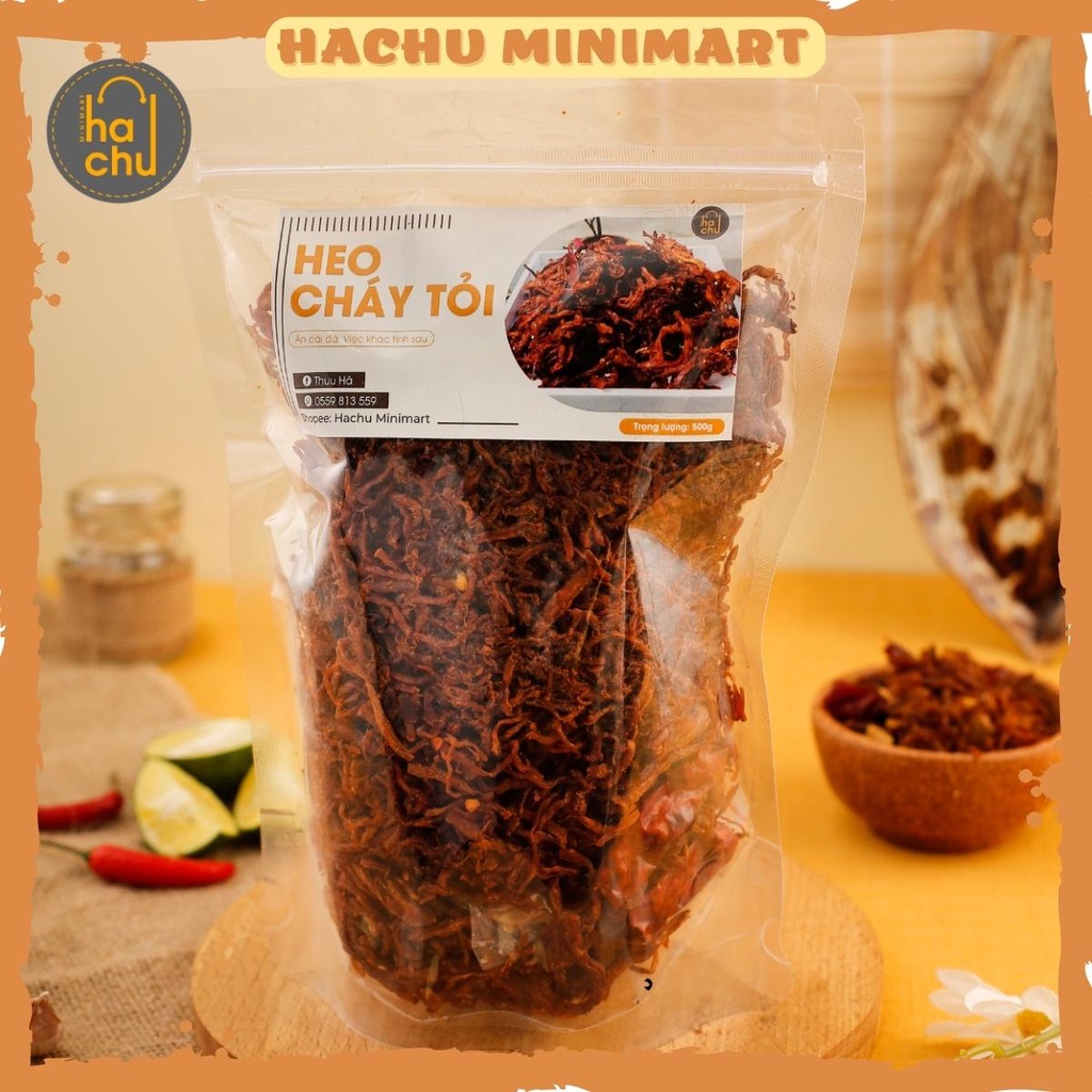 Heo cháy tỏi loại 1 Hachu khô heo cháy tỏi heo khô cháy tỏi thịt heo chất lượng cao dai ngon đậm đà
