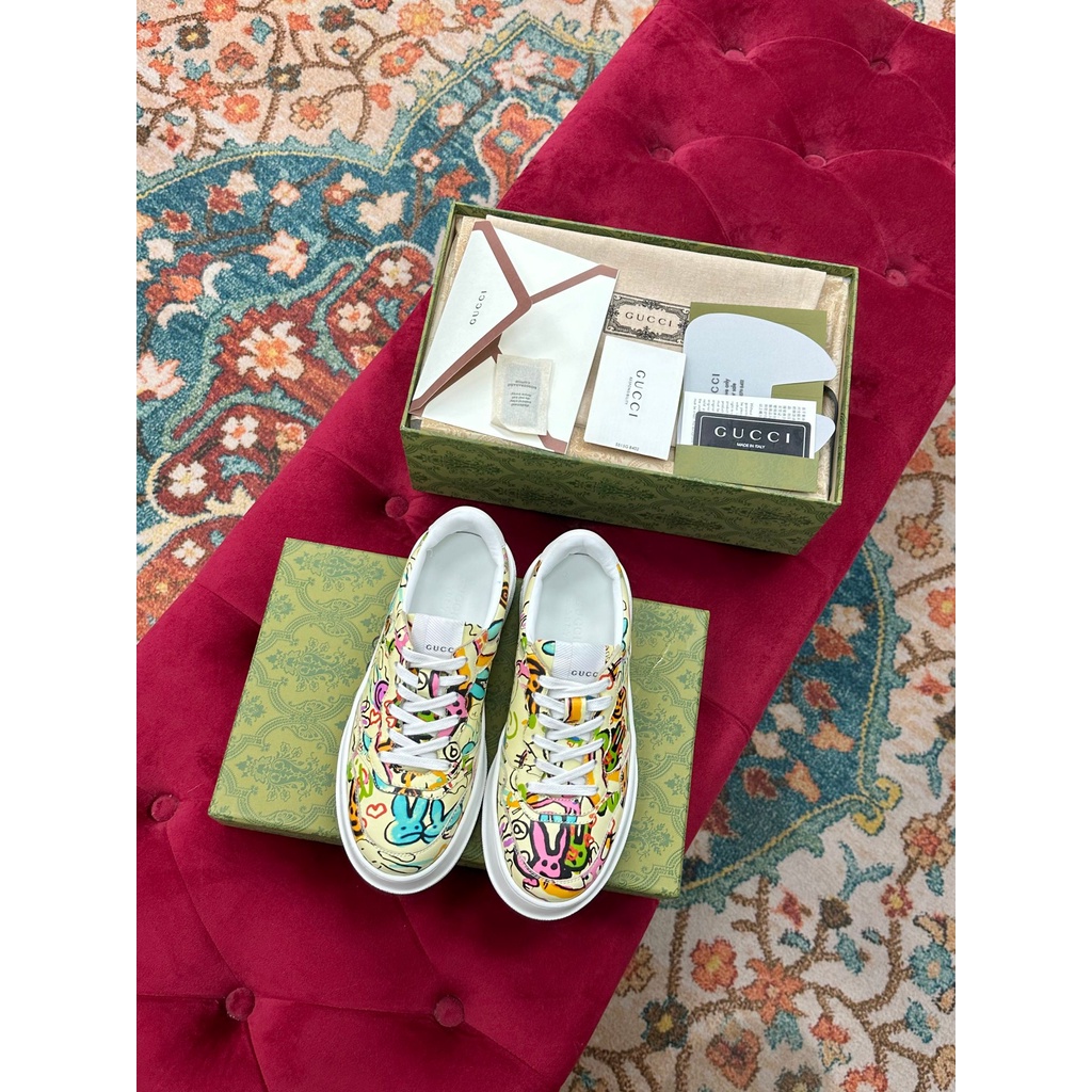 Giày thể thao họa tiết con thỏ nổi bật thời trang cao cấp Gucci GC GG thiết kế độc đáo, cá tính