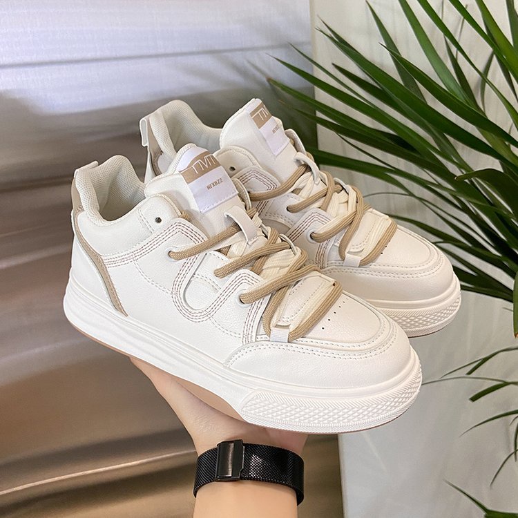 Giày thể thao nữ AZARA - giày ullzzang viền nâu - đen, kiểu dáng basic độn đế 3,5cm - M7108