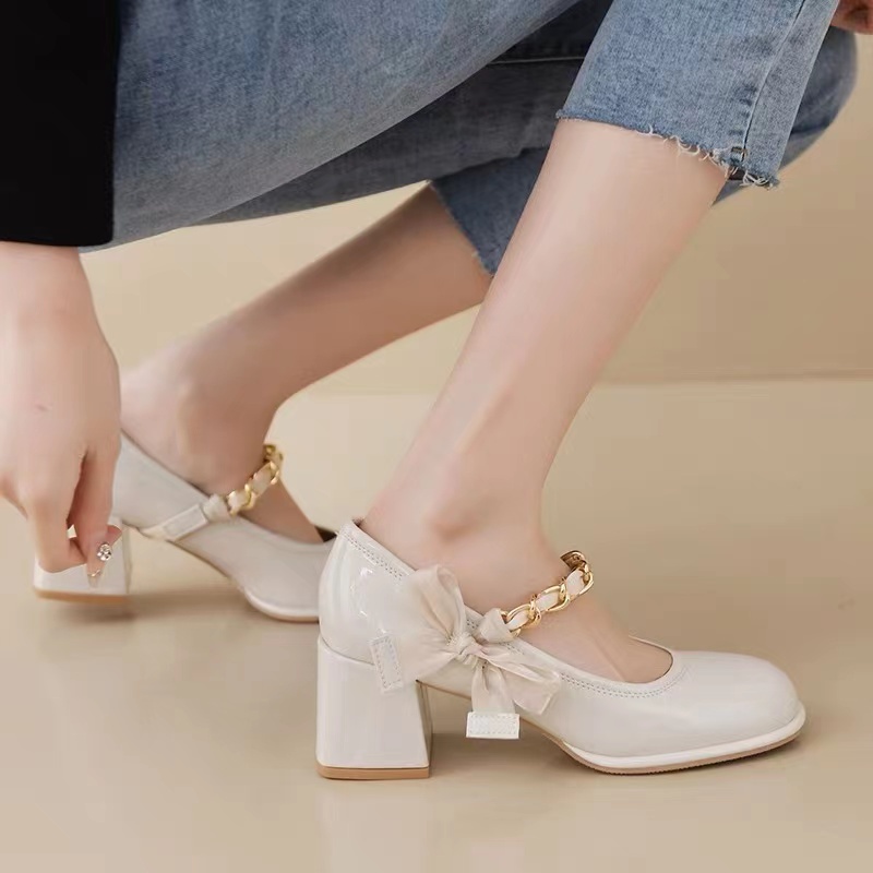 Giày nữ lolita giày cao gót của mary jane giày da đế dày