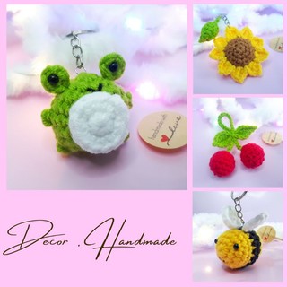Móc khóa con ếch, móc khóa len, móc khóa handmade