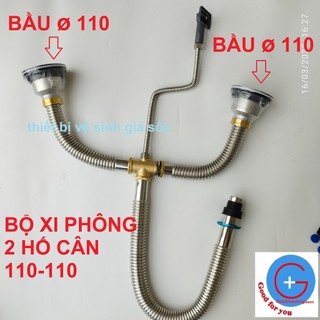 Xi phông chậu rửa bát inox 2 hố | Xi phông 2 hố inox