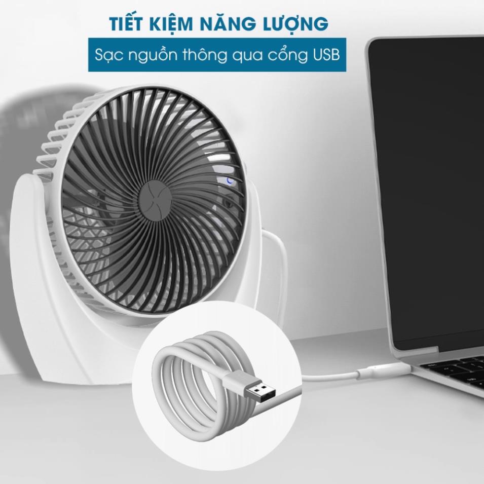 Quạt tích điện mini lồng quay 360 độ cắm cổng USB 3 tốc độ gió mạnh mẽ - Thiết kế nhỏ gọn tiện lợi
