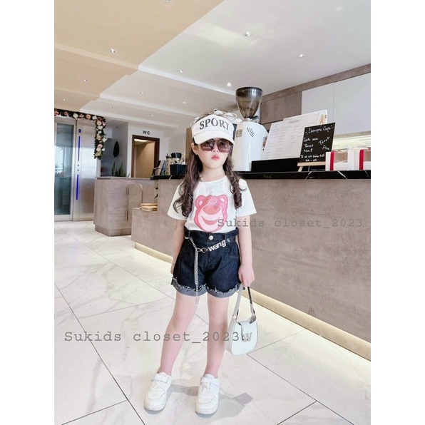 Set jean gấu dâu siêu hot bé gái 10-35kg