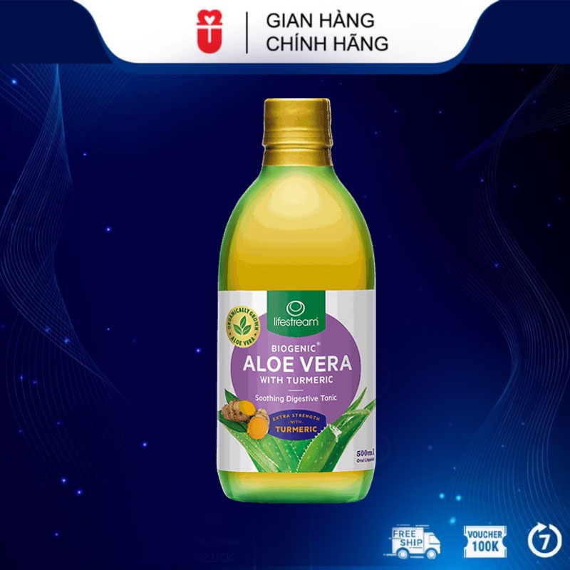 Nước ép nha đam nghệ Lifestream Biogenic Aloe Vera with Turmeric 500ml