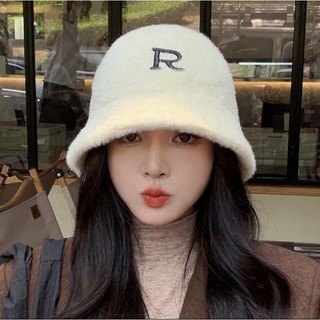 Nón vành - mũ lông thỏ thêu chữ r qc cao cấp cho nữ siêu đẹp thời trang hot