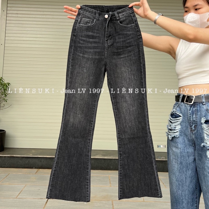 Quần jean loe xám khói trơn / Ảnh thật
