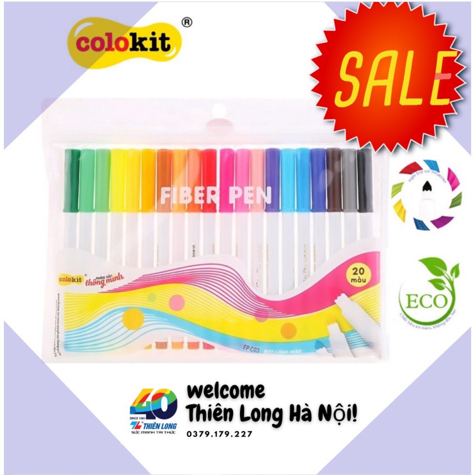 Vỉ bút lông màu Fiber pen 20 màu FB-C03 viết Hán tự,calligraphy...sẵn hàng giao ngay